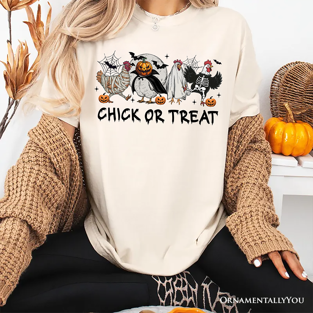Chick or Treat Spooky T-Shirt, Halloween Chicken Tee for Country Life Enjoyers