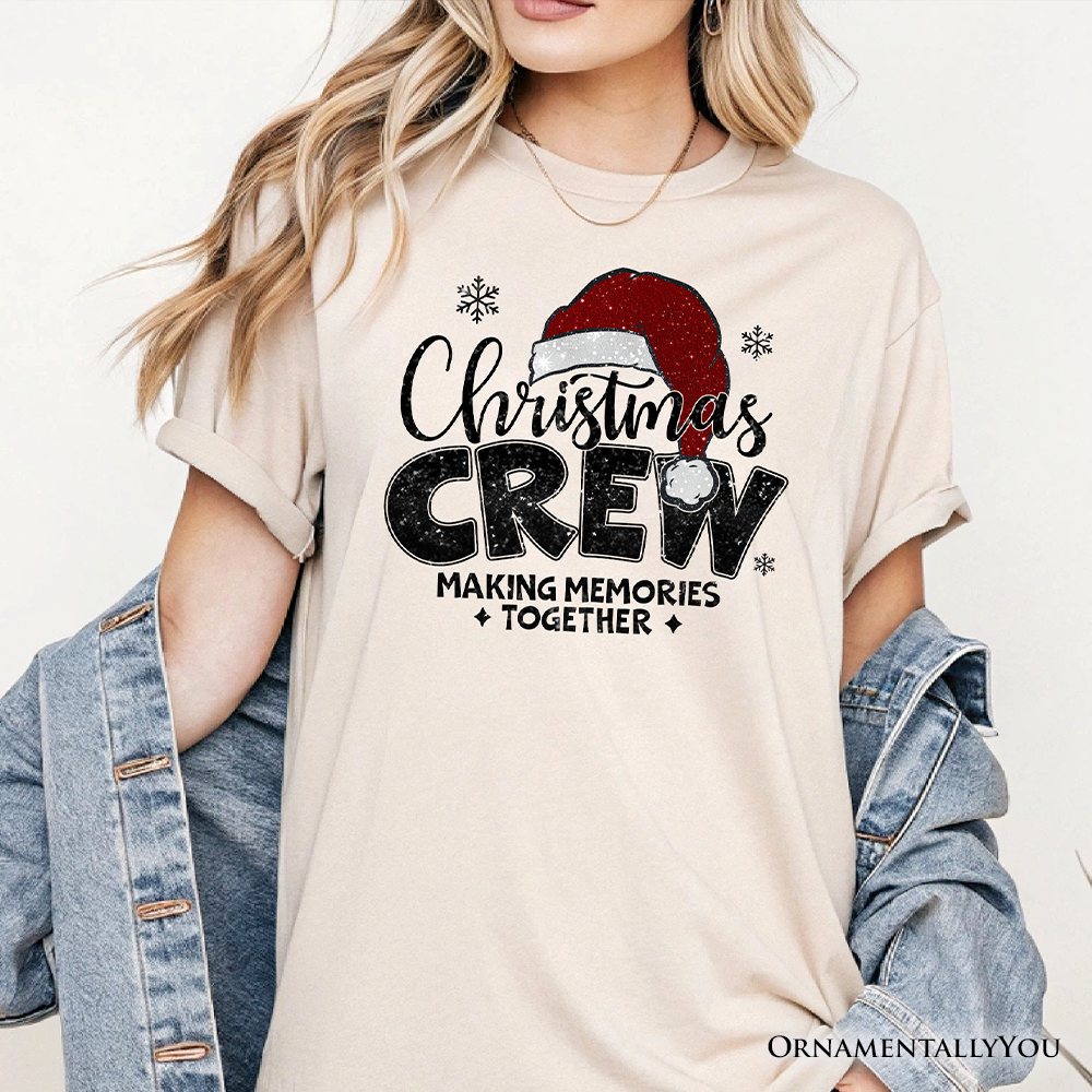 Christmas Crew T‑Shirt, Glitter Santa Hat Tee for Making Memories