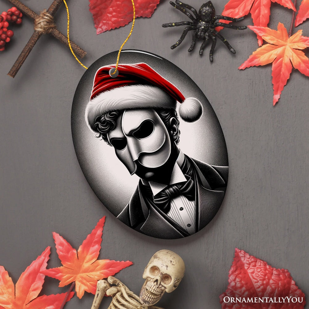 Dark Elegance Phantom of the Opera Santa Ornament, Mysterious Holiday Decor for Haunted Homes