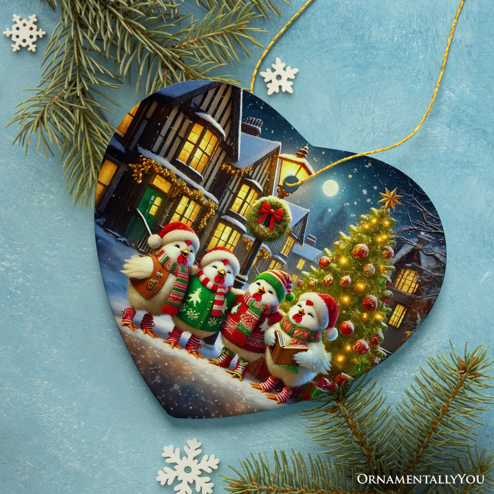 Delightful Victorian Chicken Carolers Ornament, Cozy Christmas Tree Decor