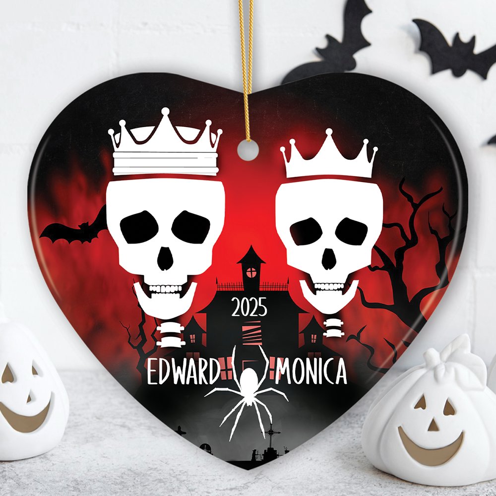 Eternal Love Personalized Couples Skulls Halloween Ornament