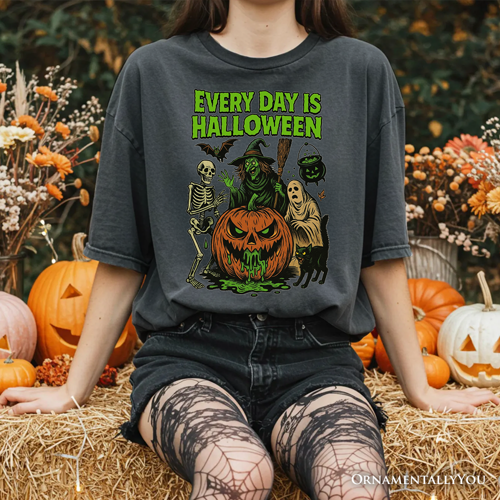Every Day Is Halloween T-Shirt, Vintage Pumpkin Witch Spooky Tee for Eternal Spook Enthusiasts