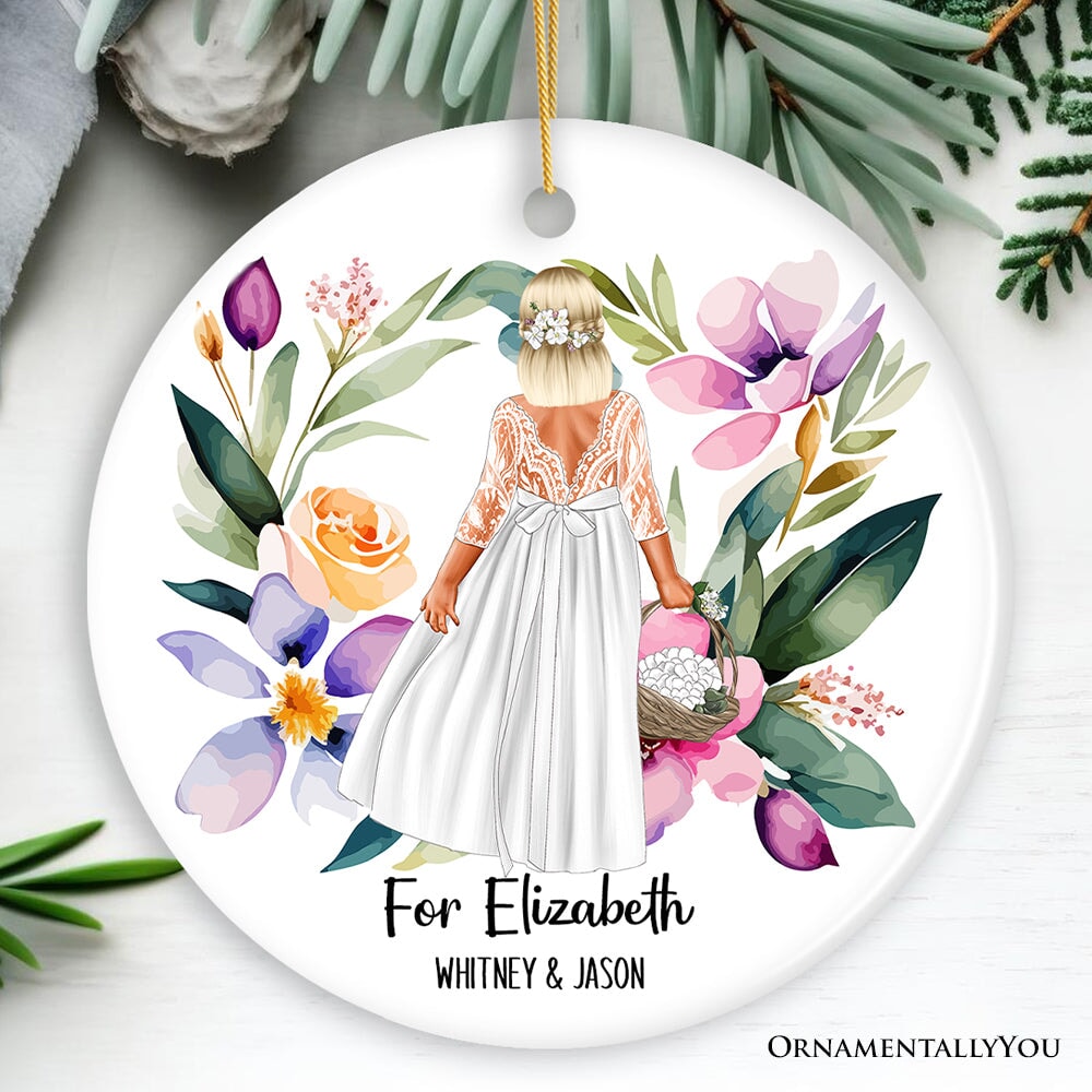 Flower Girl Personalized Ornament, Wedding Favors Gift
