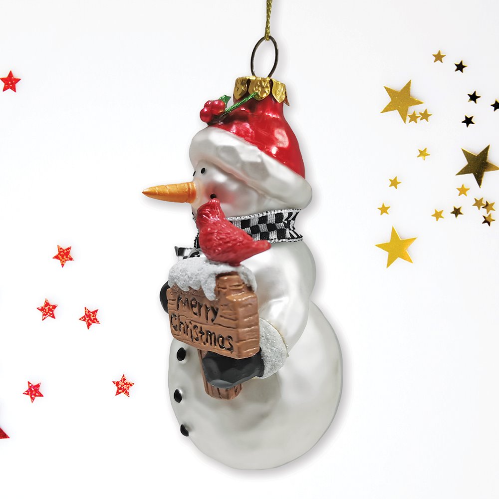 Frosty Neighborhood Snowman Glass Christmas Ornament, Delightful Holiday Decoration