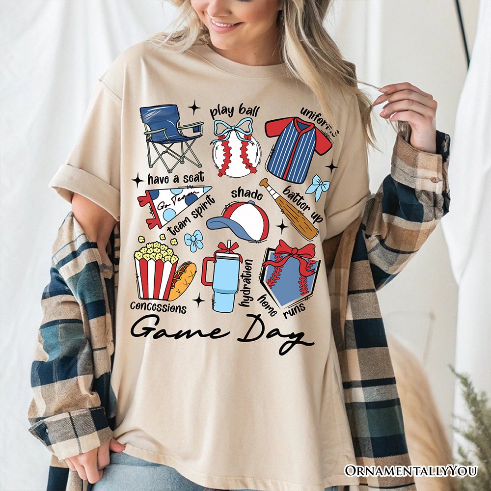 Game Day Baseball T-Shirt, Retro White and Natural Stadium Tee for Sports Fans