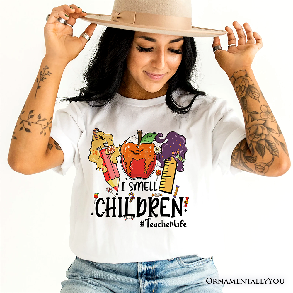I Smell Children Witch Teacher Life T-Shirt, Back To School Halloween Tee
