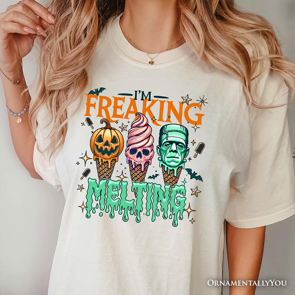 I’m Freaking Melting Frankenstein T-Shirt, Funny Ice Cream Halloween Tee for Summer Spooky Season