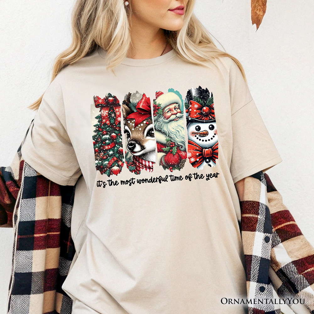 It's Most Wonderful Time Of The Year T‑Shirt, Reindeer, Santa, Snowman Vintage Tee for Christmas