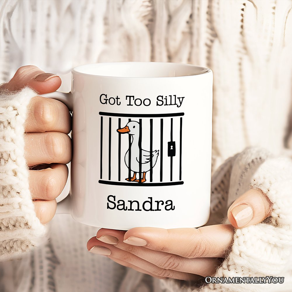Jailed Goose Personalized Mug, Got Too Silly Funny Gift With Custom Name