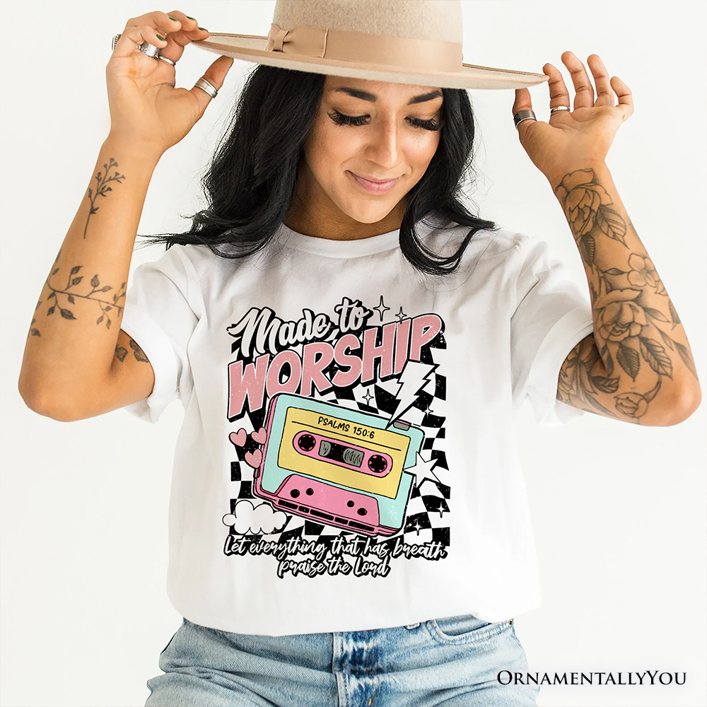 Made to Worship Christian Retro T-Shirt, Psalm 150:6 Bible Verse Tee