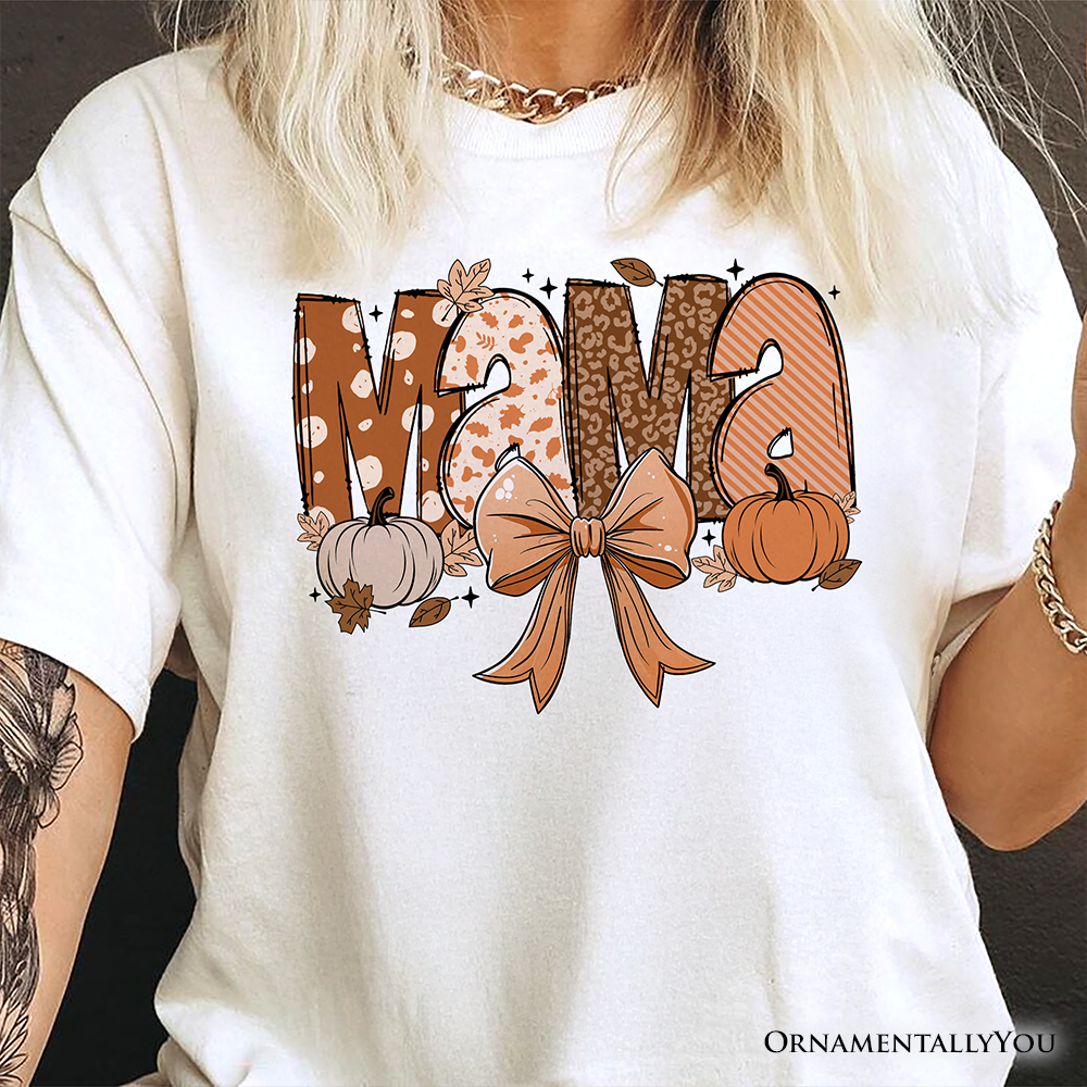 Mama Coquette Autumn T-Shirt, Cozy Fall Pumpkins for Mothers