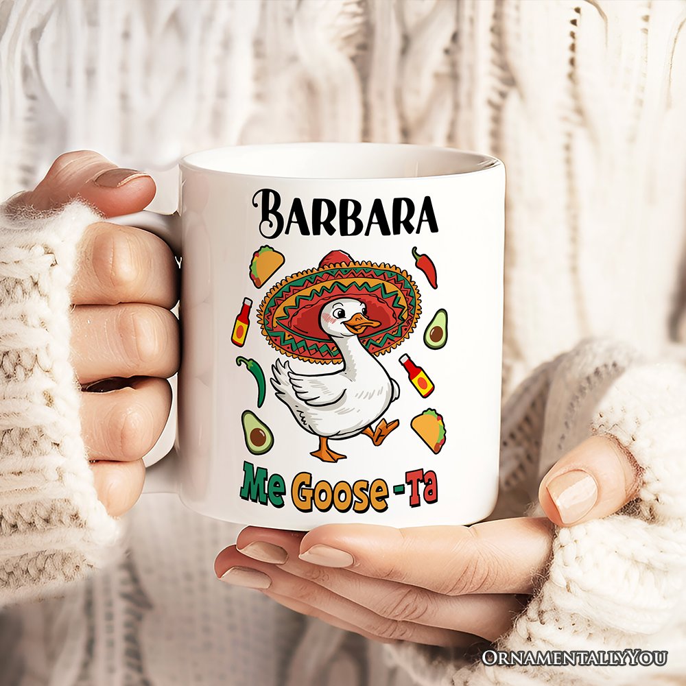Me Goose-Ta Personalized Mug, Mexican Sombrero Goose Gift With Custom Name