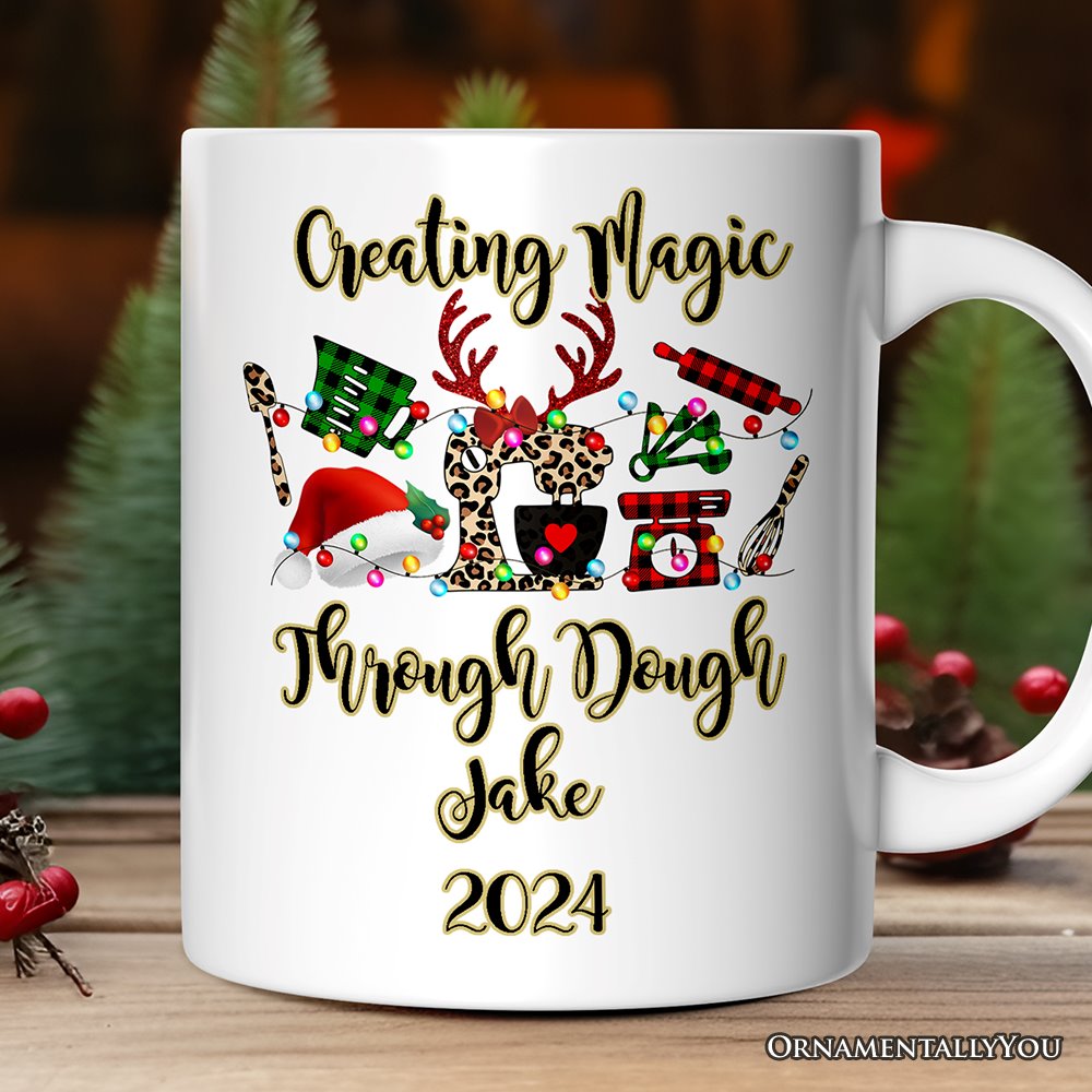 Personalized Mug Baker Buffalo Plaid Christmas, Baking Gift