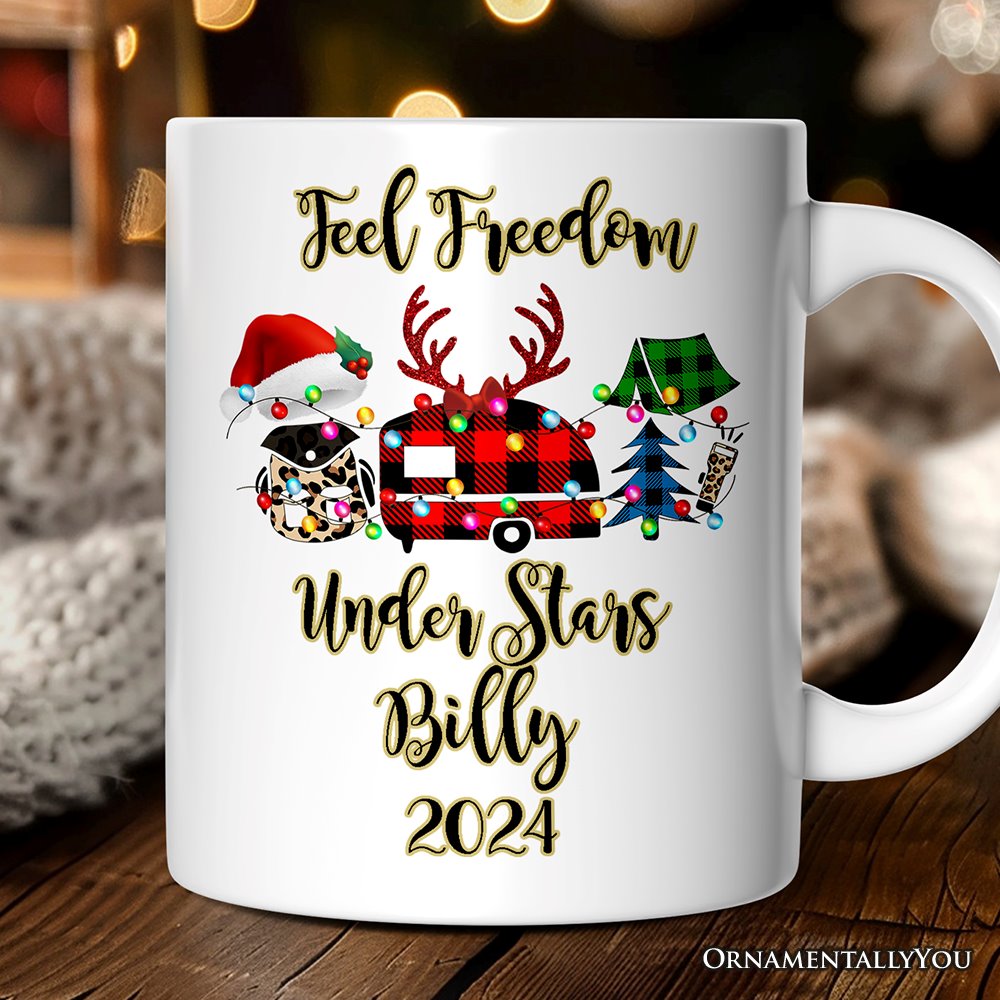 Personalized Mug Camp Buffalo Plaid Christmas, Camping Friends Gift