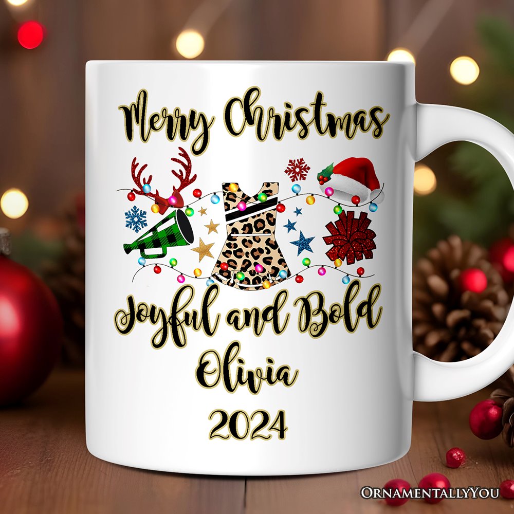 Personalized Mug Cheerleader Buffalo Plaid Christmas, Cheer Mom Gift