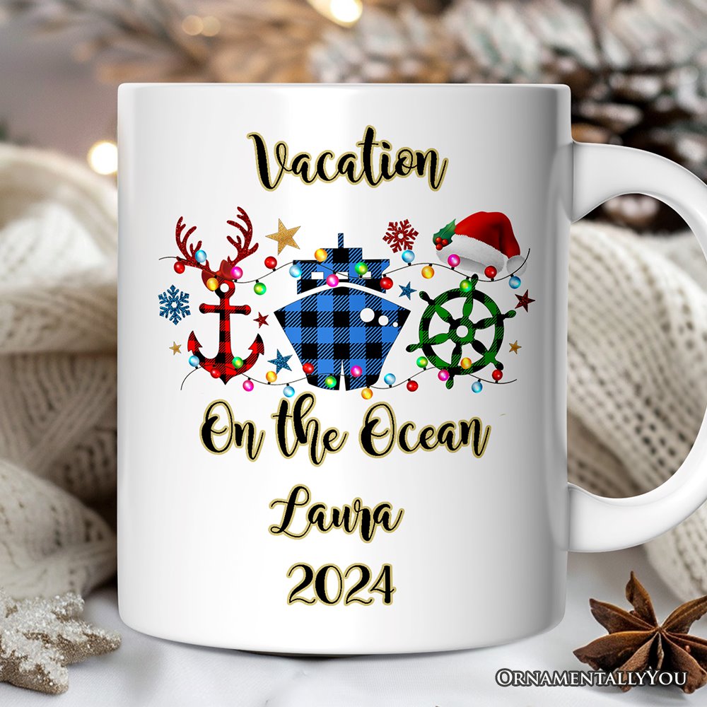 Personalized Mug Cruise Vacation Buffalo Plaid Christmas Gift