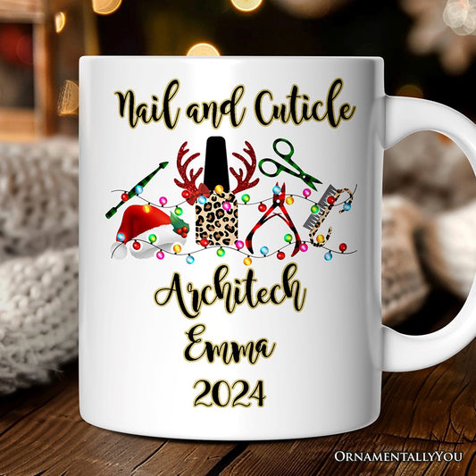 Personalized Mug Nail Tech Buffalo Plaid Christmas, Pedicure Gift