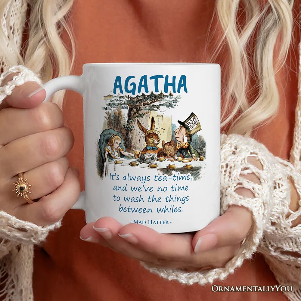 Personalized Mug It's Always Tea Time, Vintage Alice in Mad Tea Party