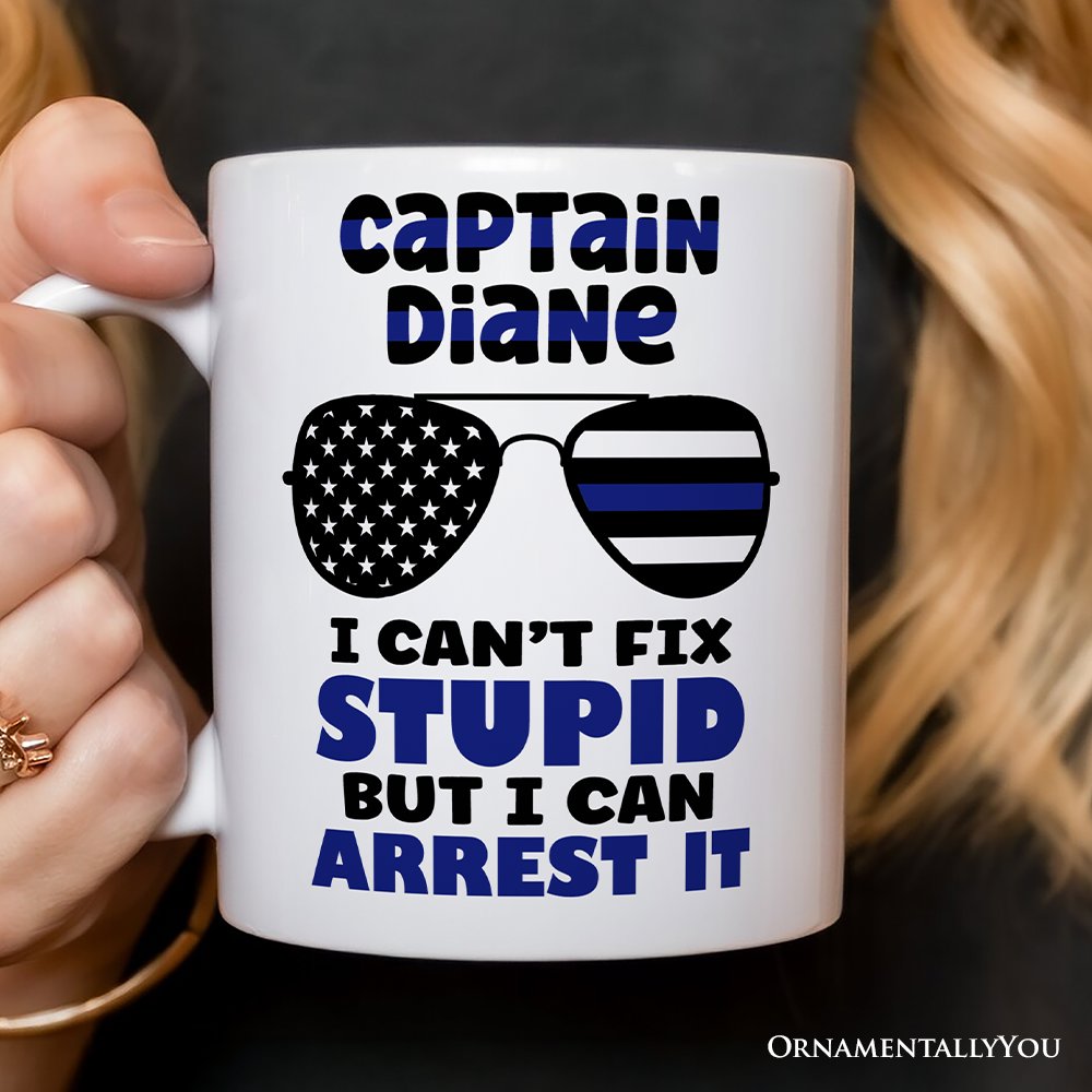 Police Officer Personalized Mug, I Can't Fix But I Can Arrest It Gift With Custom Name