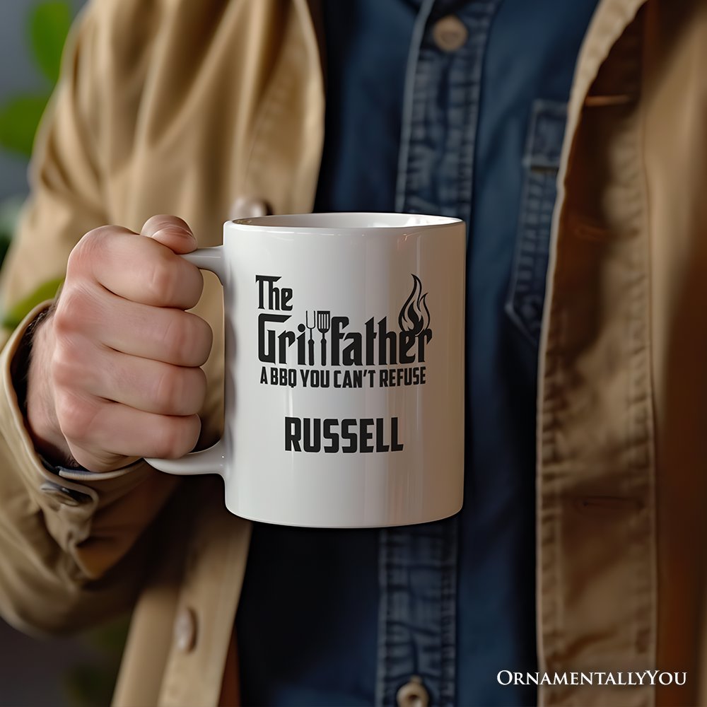 The Grillfather Personalized Mug, BBQ Dad Gift with Custom Name