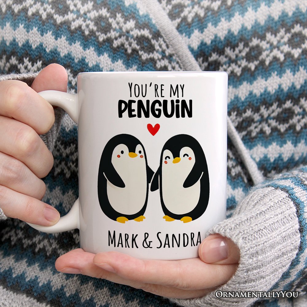 You're my Penguin Personalized Mug for Couple, Mate for Life Adorable Penguin Lover Gift With Custom Names
