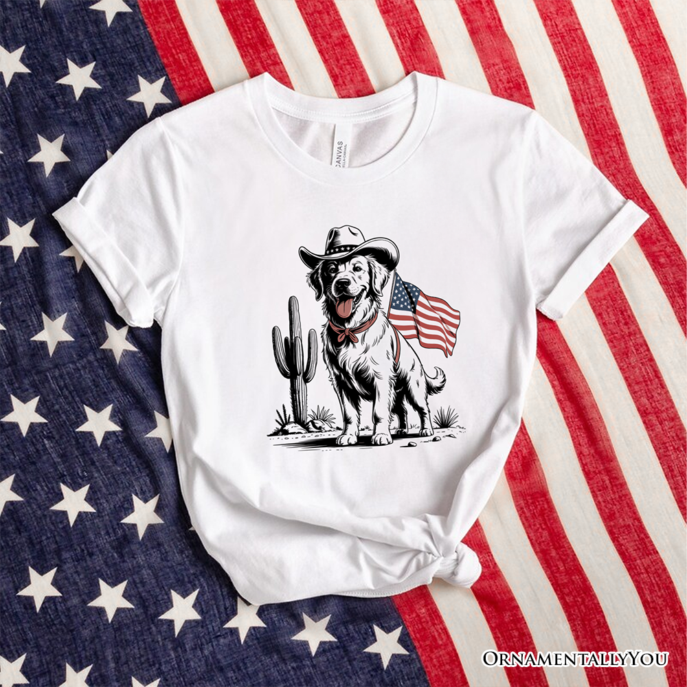American Cowboy Dog T-Shirt, Western 4th of July Tee for Pet Lovers