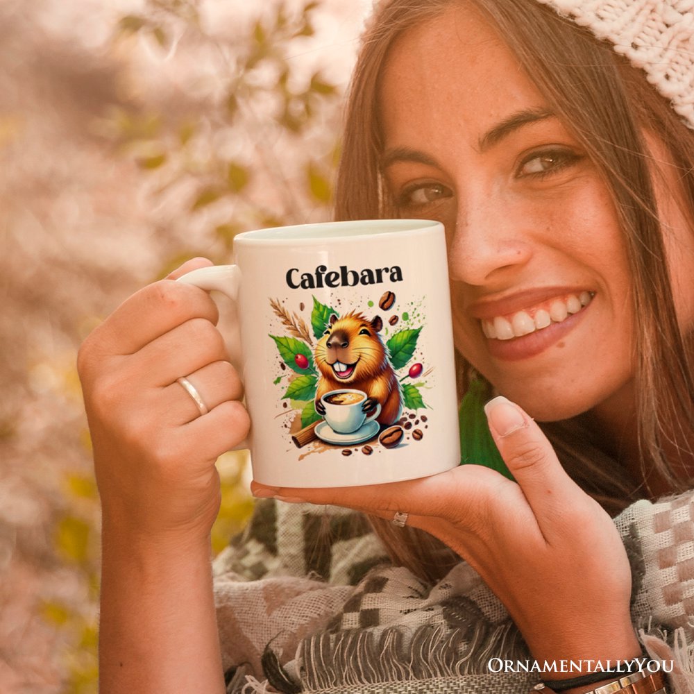 Cafebara Personalized Mug, Coffee and Capybara Lover Gift With Custom Name