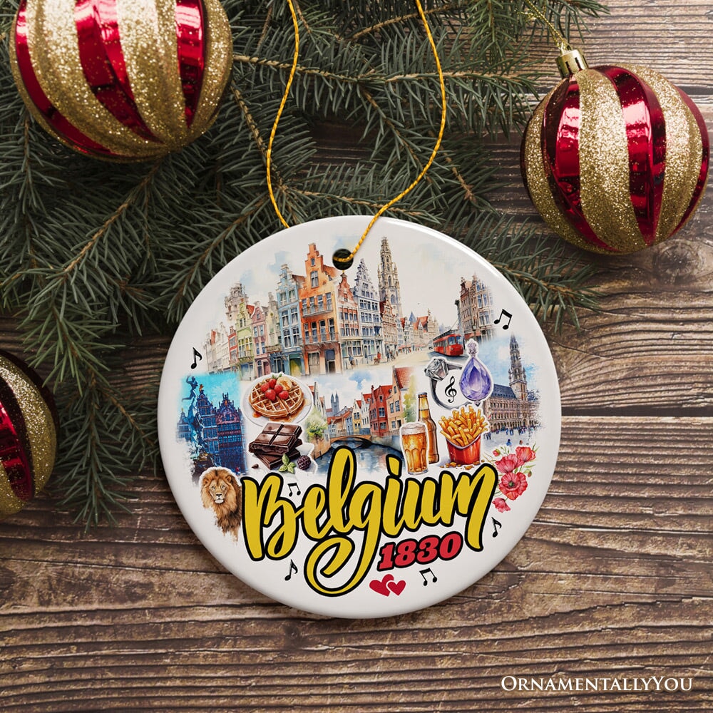 Charming Belgium Christmas Ornament, Iconic Landmarks and Cultural Heritage Gift for Travel Lovers