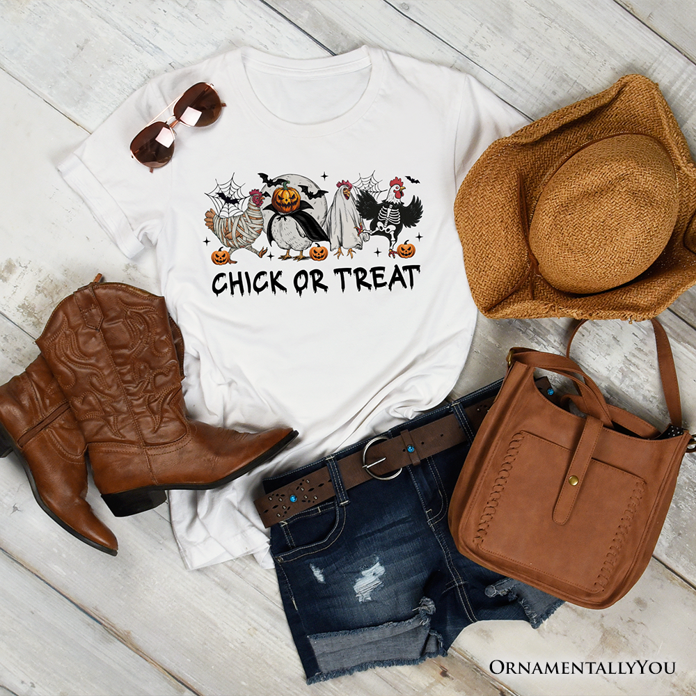 Chick or Treat Spooky T-Shirt, Halloween Chicken Tee for Country Life Enjoyers
