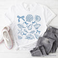 Coquette Seashell Summer Vibe T-Shirt, Natural and White Retro Beach Tee Gift for Ocean Lover