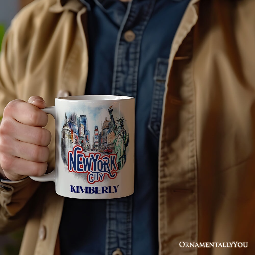 Handmade Artistic New York City Personalized Mug With Custom Name