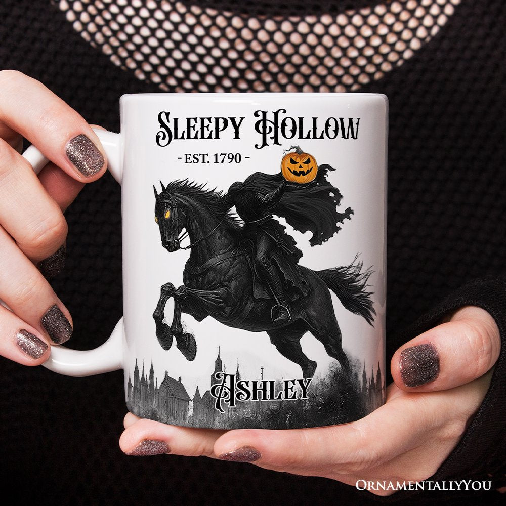 Headless Horseman Spooky Halloween Personalized Mug, The Legend of Sleepy Hollow Gift With Custom Name