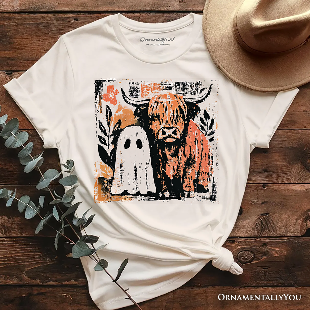 Highland Cow Ghost Fall T-Shirt, Spooky Season Halloween Tee