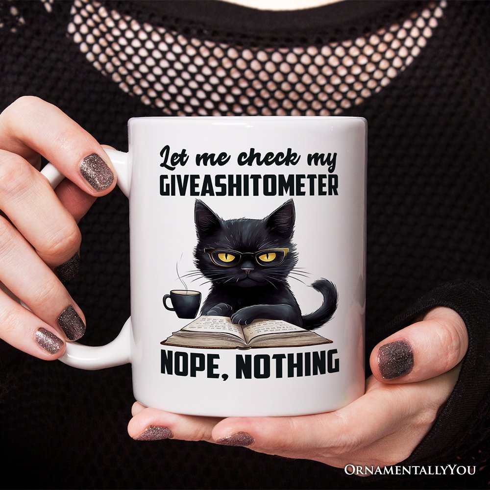 I Could Not Care Less Cat Personalized Mug, Sarcastic Black Cat Gift With Custom Name