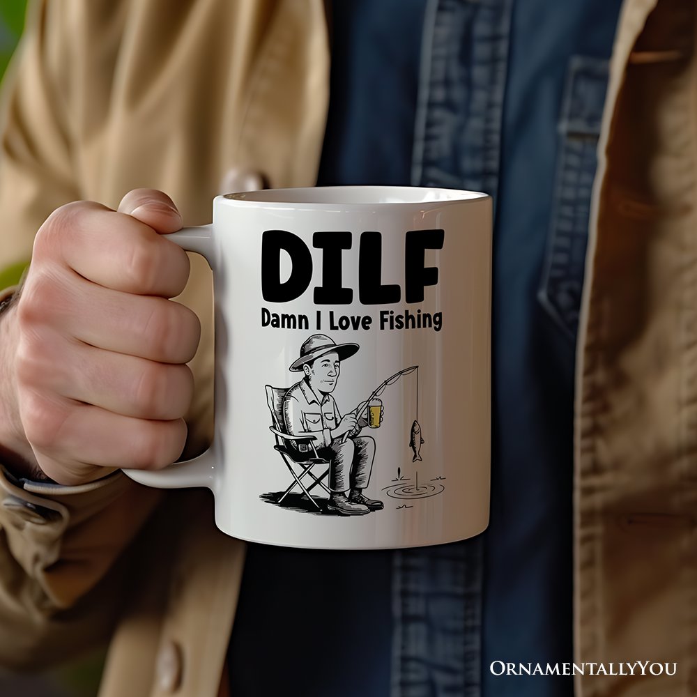 I Love Fishing Personalized Mug, Playful Fisherman Lover Man's Gift With Custom Name