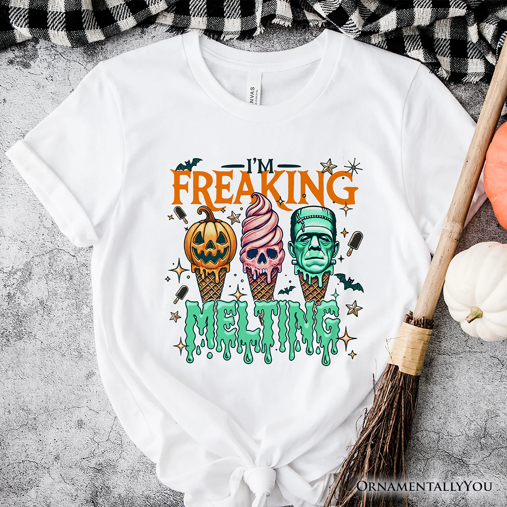 I’m Freaking Melting Frankenstein T-Shirt, Funny Ice Cream Halloween Tee for Summer Spooky Season
