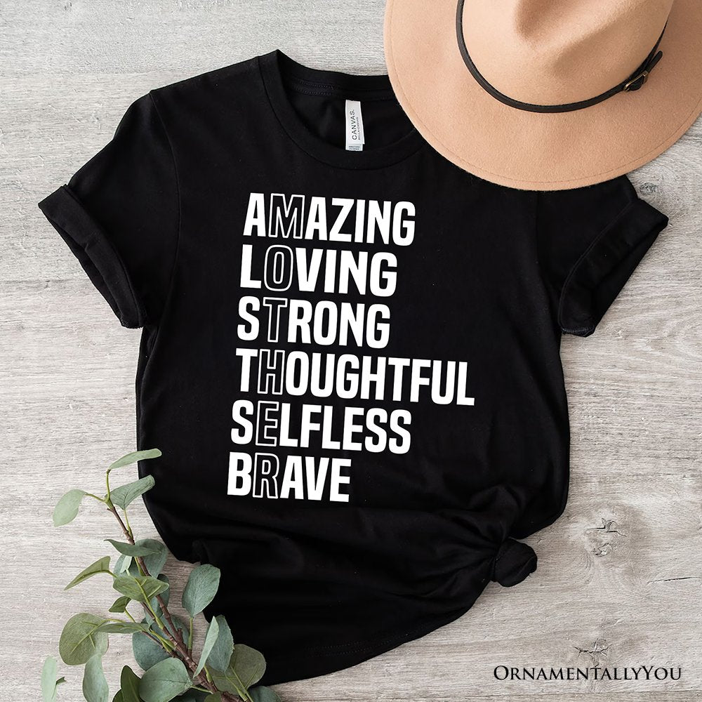 Inspirational Mom T-Shirt, Definition Black Tee for Brave and Thoughtful Mothers