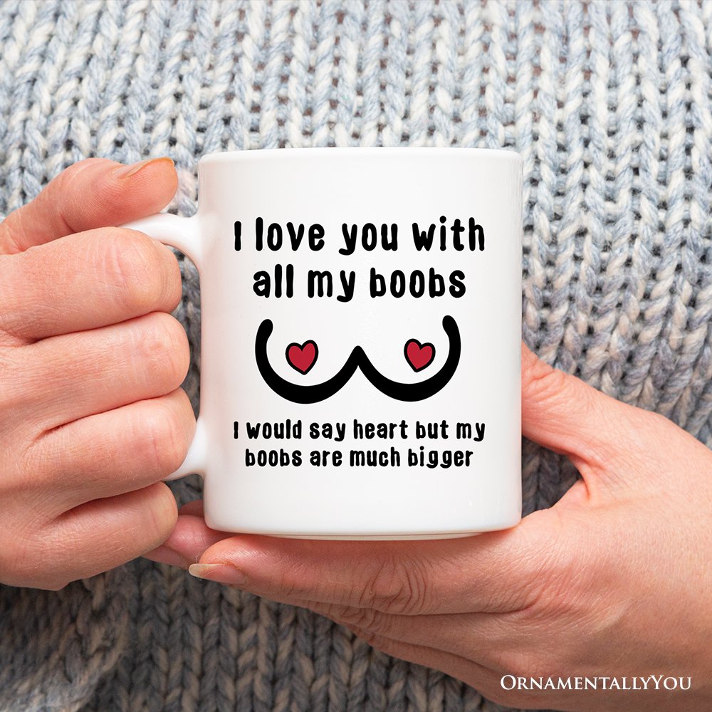 Love Bigger Than My Heart Personalized Mug, Funny Gift For Him With Custom Name