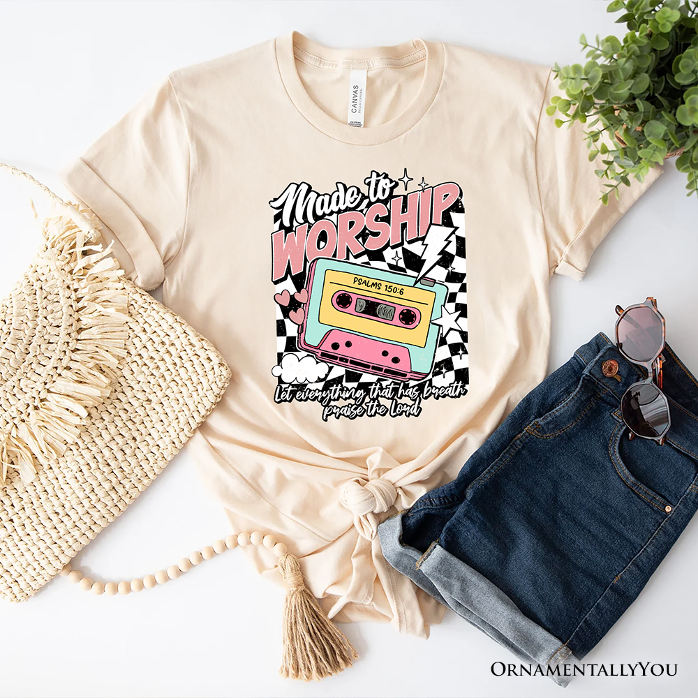 Made to Worship Christian Retro T-Shirt, Psalm 150:6 Bible Verse Tee