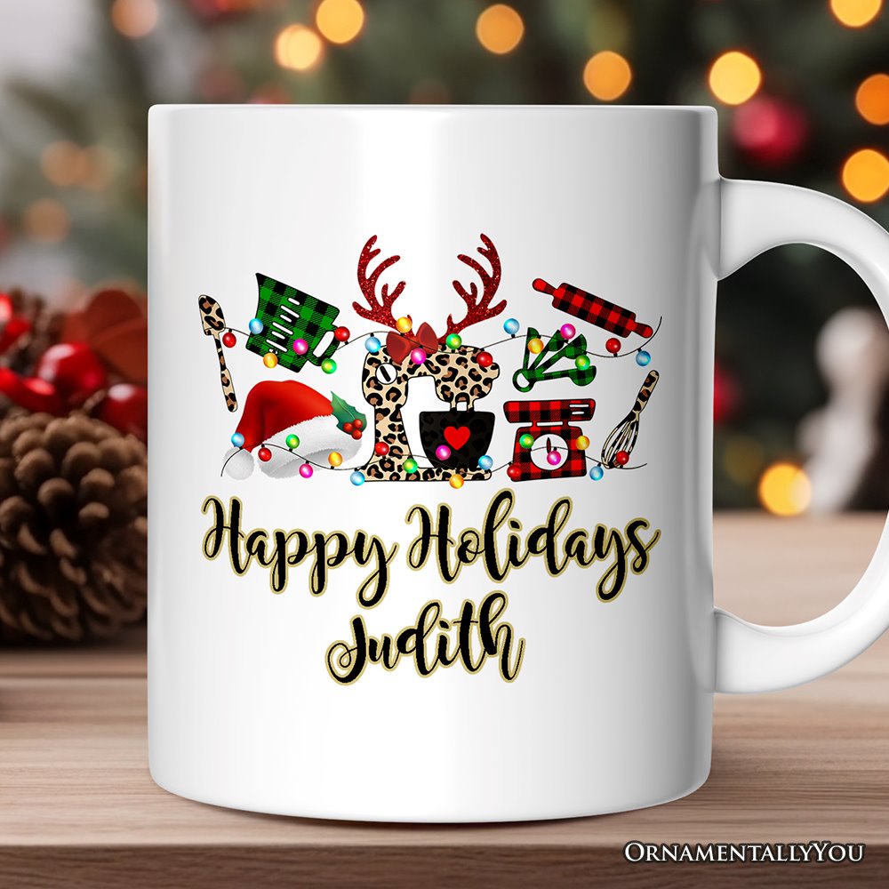 Personalized Mug Baker Buffalo Plaid Christmas, Baking Gift
