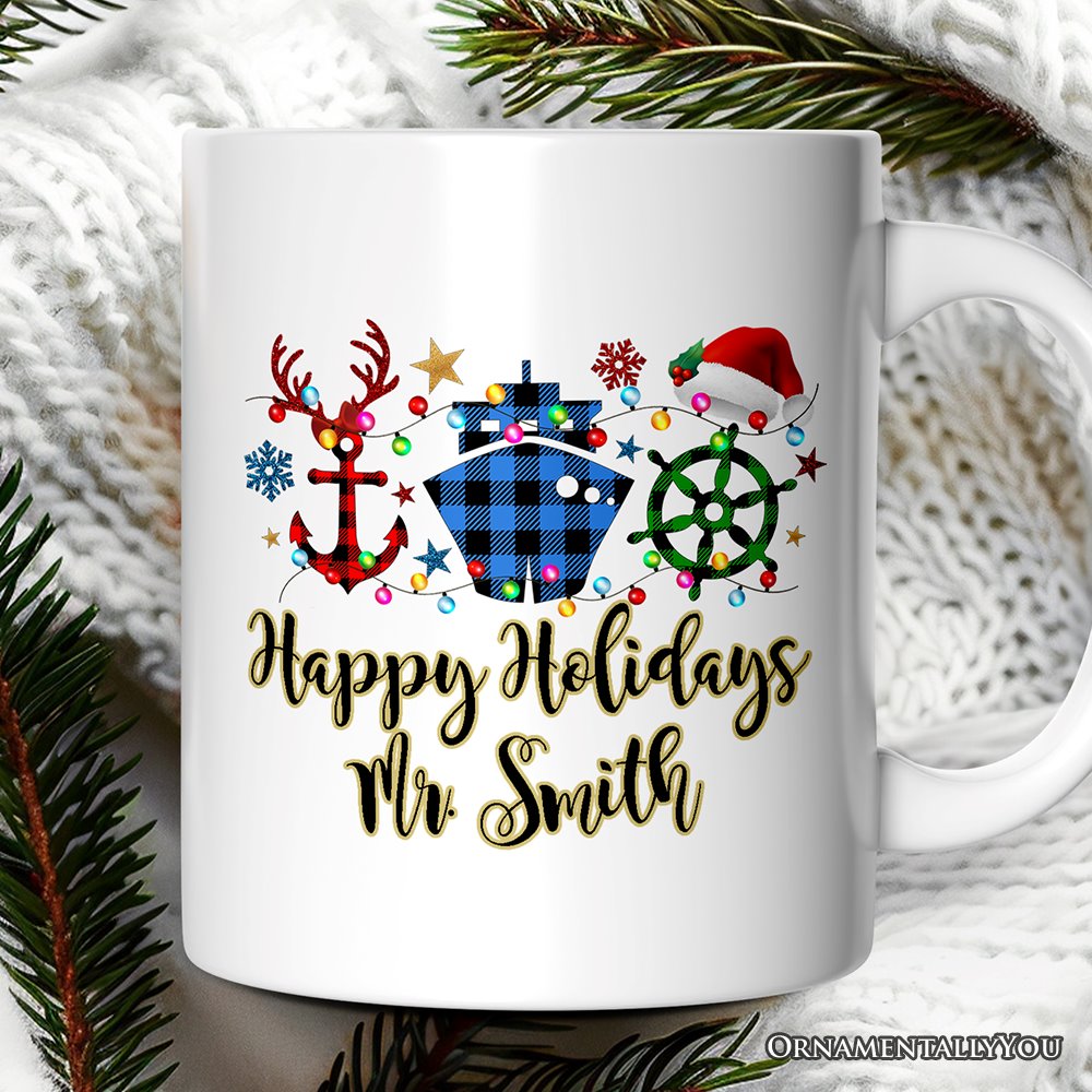 Personalized Mug Cruise Vacation Buffalo Plaid Christmas Gift