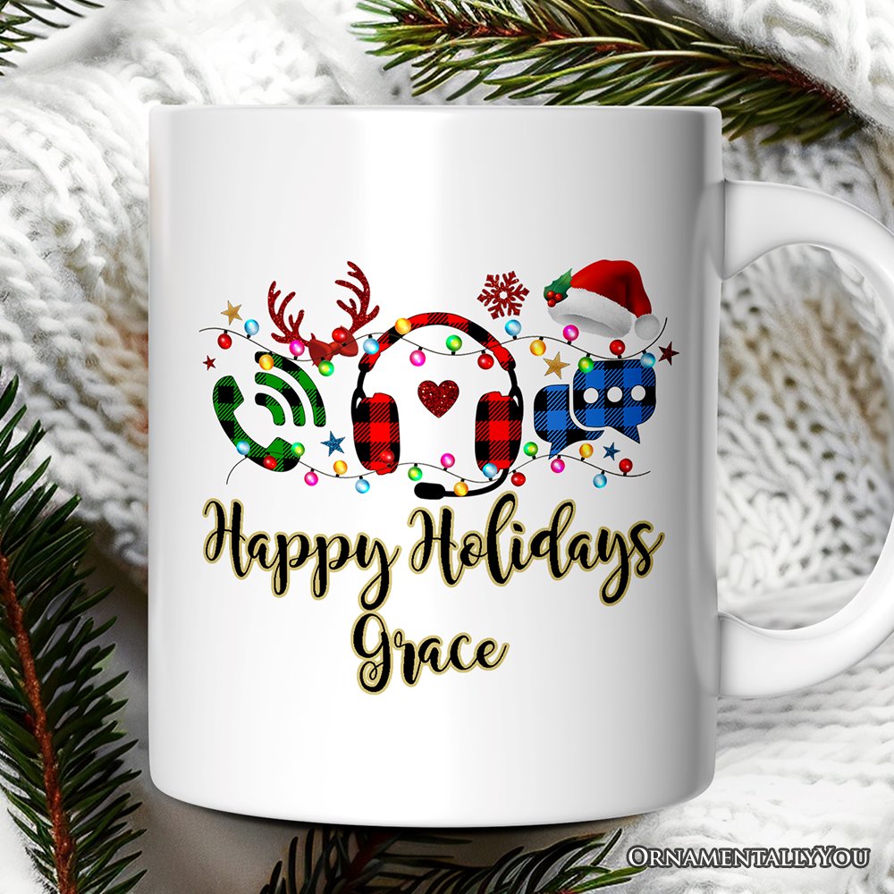 Personalized Mug Customer Service Representative Buffalo Plaid Christmas Gift