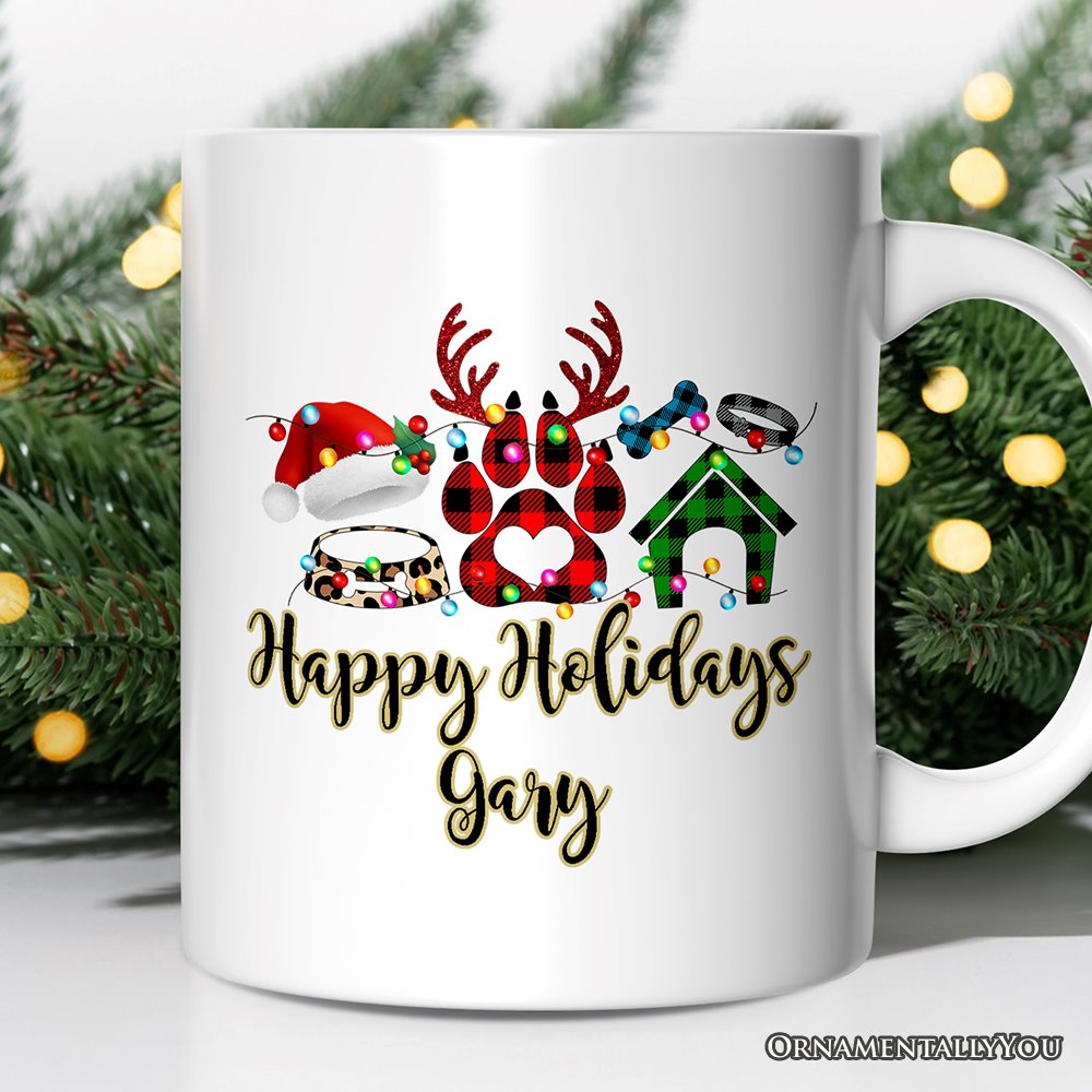 Personalized Mug Dog Buffalo Plaid Christmas, Dog Mom Gift
