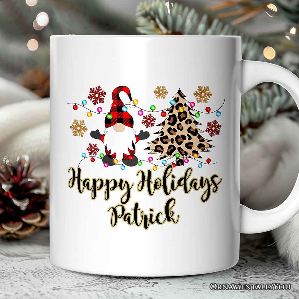 Personalized Mug Gnome Buffalo Plaid Christmas Gift