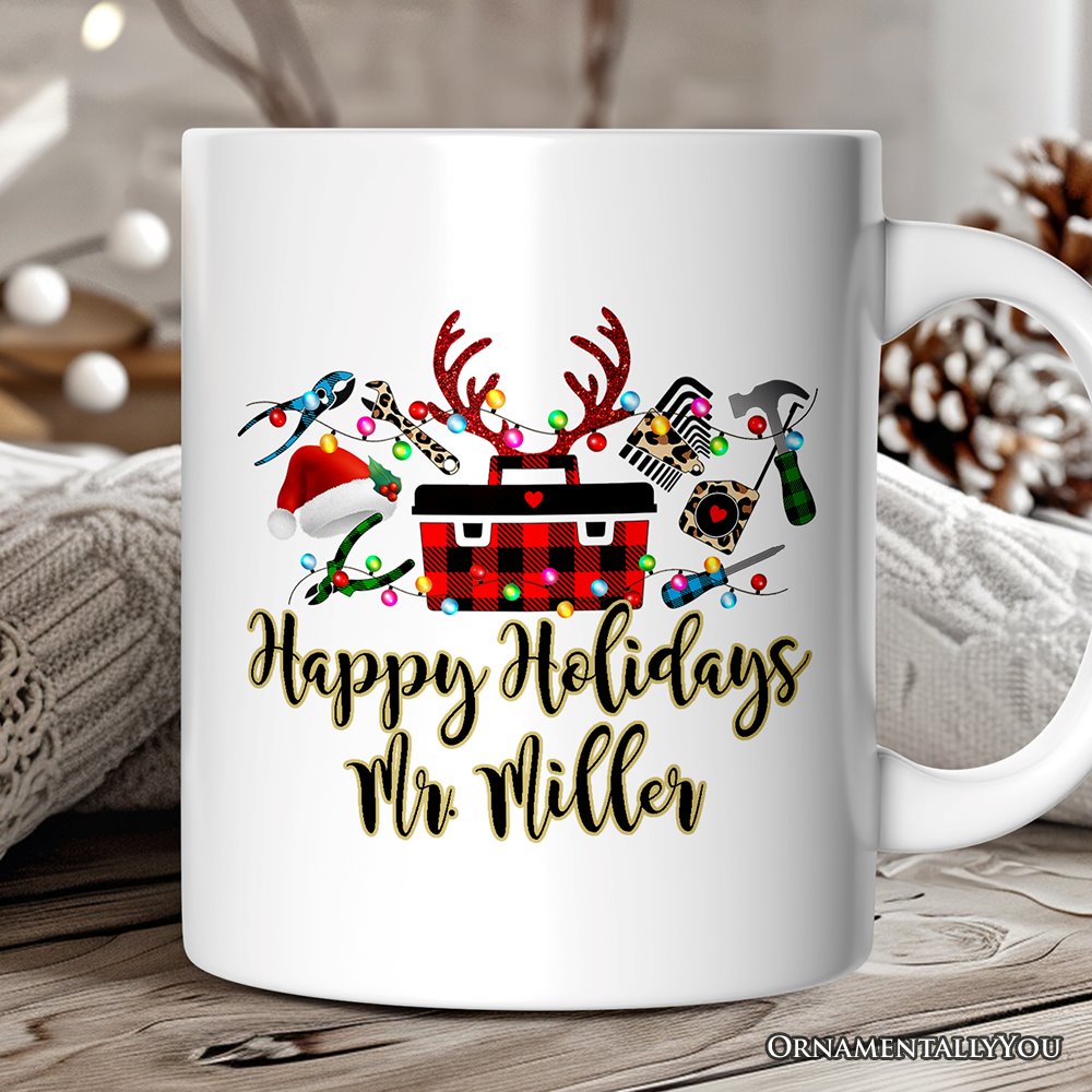 Personalized Mug Handyman Buffalo Plaid Christmas Woodworking Gift