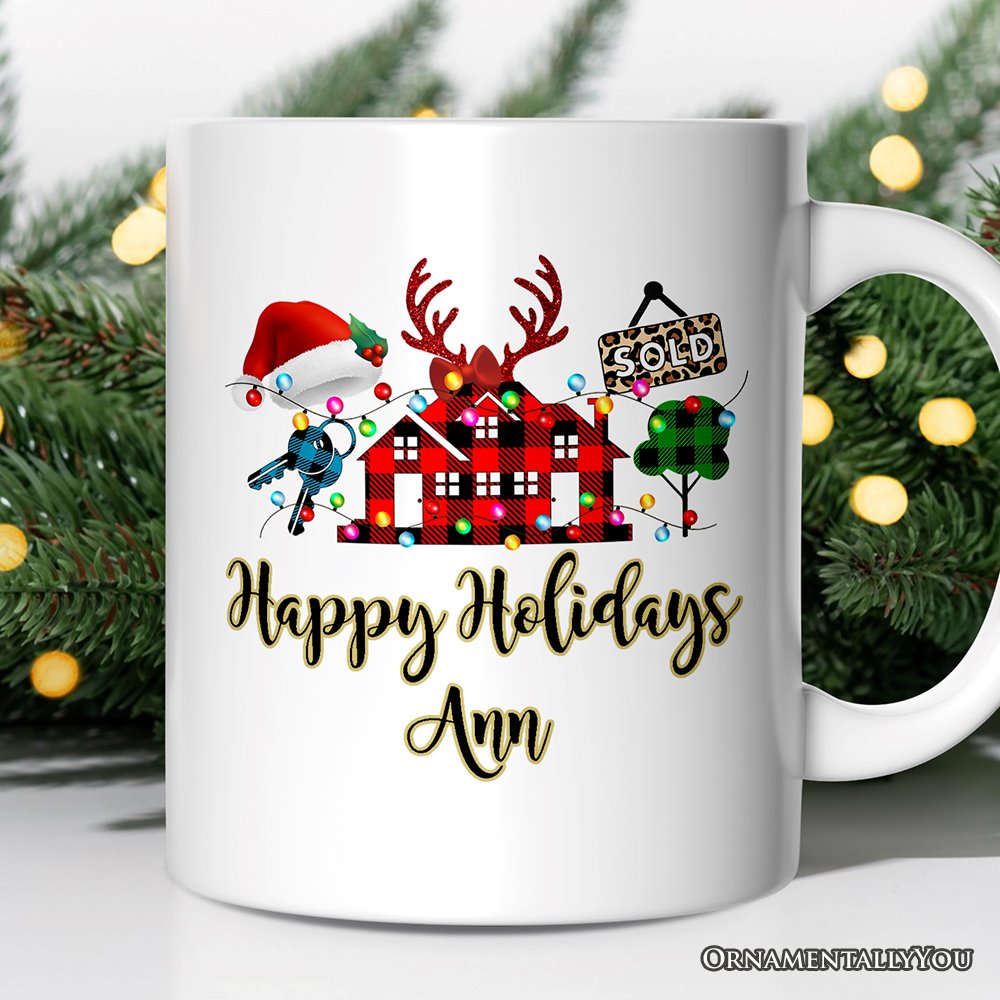 Personalized Mug Realtor Buffalo Plaid Christmas, Gift From Customers