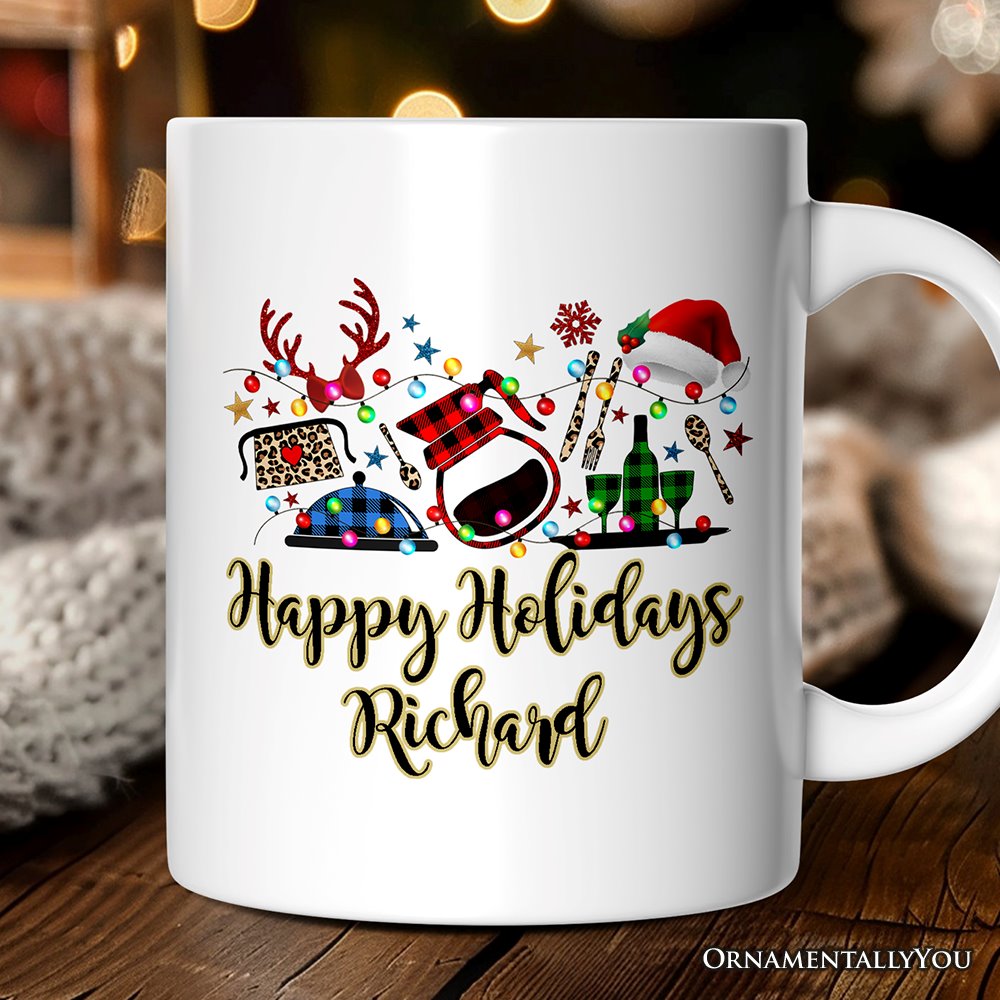 Personalized Mug Waitress Buffalo Plaid Christmas Gift