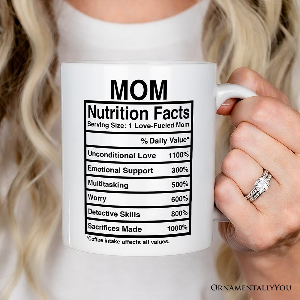 Mom Nutrition Facts Personalized Mug, Birthday Gift With Custom Names and Percentages