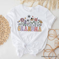 Retro Flowers Grandma T-Shirt, White Floral Tee Gift for Mothers Day