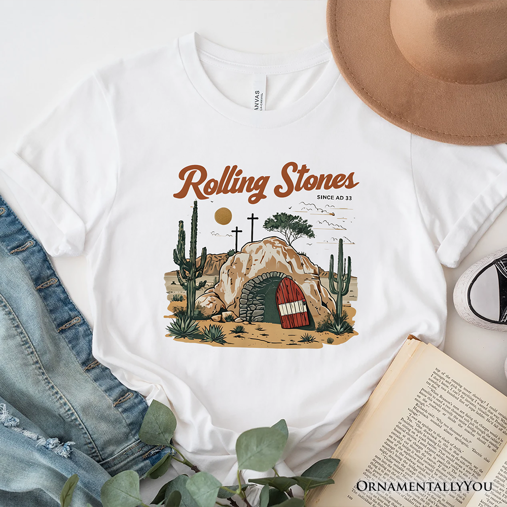 Rolling Stones Christian T-Shirt, He is Risen Easter Tee